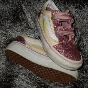 Size 11.5 Van's velcro pink sparkle- GENTLY WORN